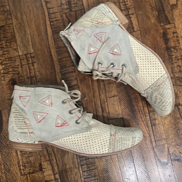 VTG Clocharme Ankle Bootie newsprint cap toe lace up 80’s size 37 - Picture 7 of 16